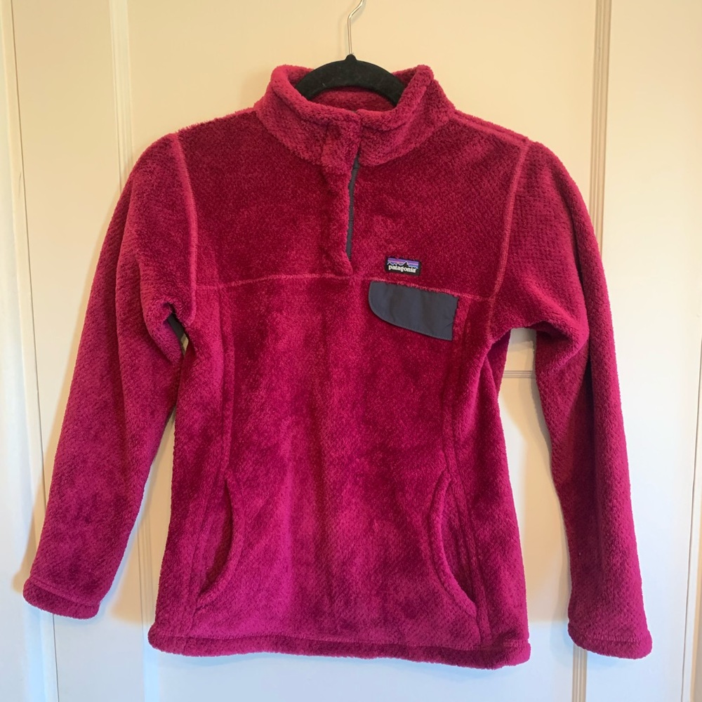 Patagonia pink fleece half zip
